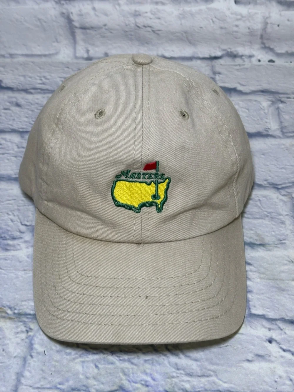 Vintage Masters Golf Hat Adjustable Tan Beige Baseball Cap American Needle Dad